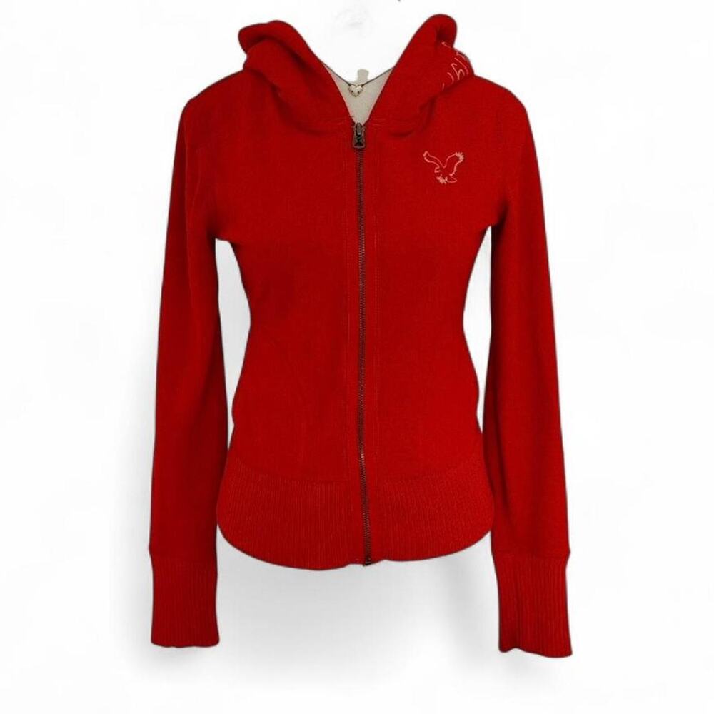 American Eagle Y2K 2000s Vintage Zip Up Hoodie Lightweight Fitted Womens Size S